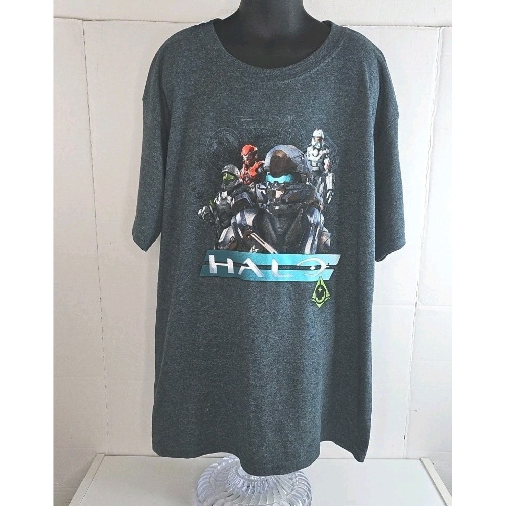 Halo 343 Industries Kids L 14-16 Graphic Tee Charcoal Heather Master Chief Shirt